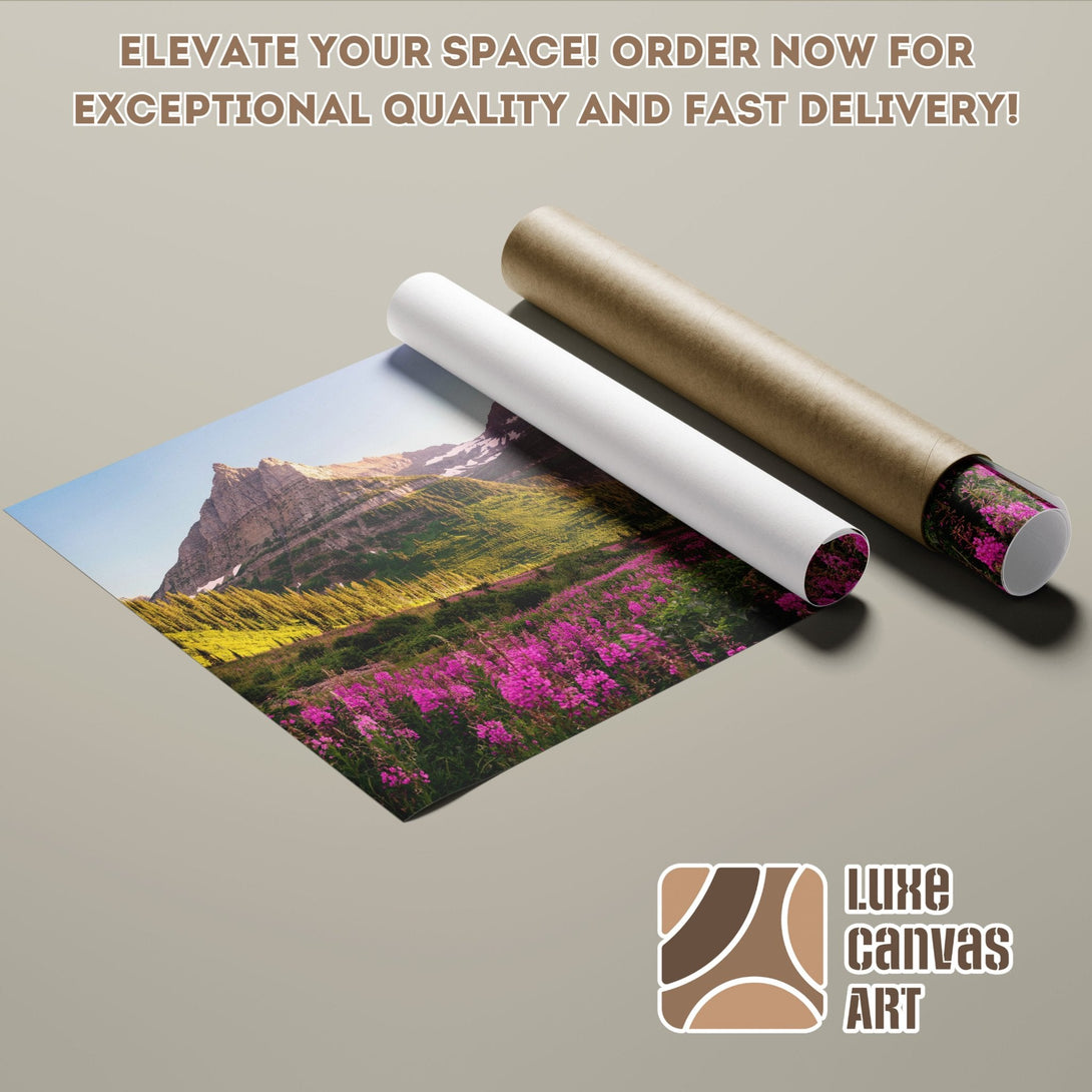 Mountain landscape Poster Roll with vibrant colors, perfect wall art.