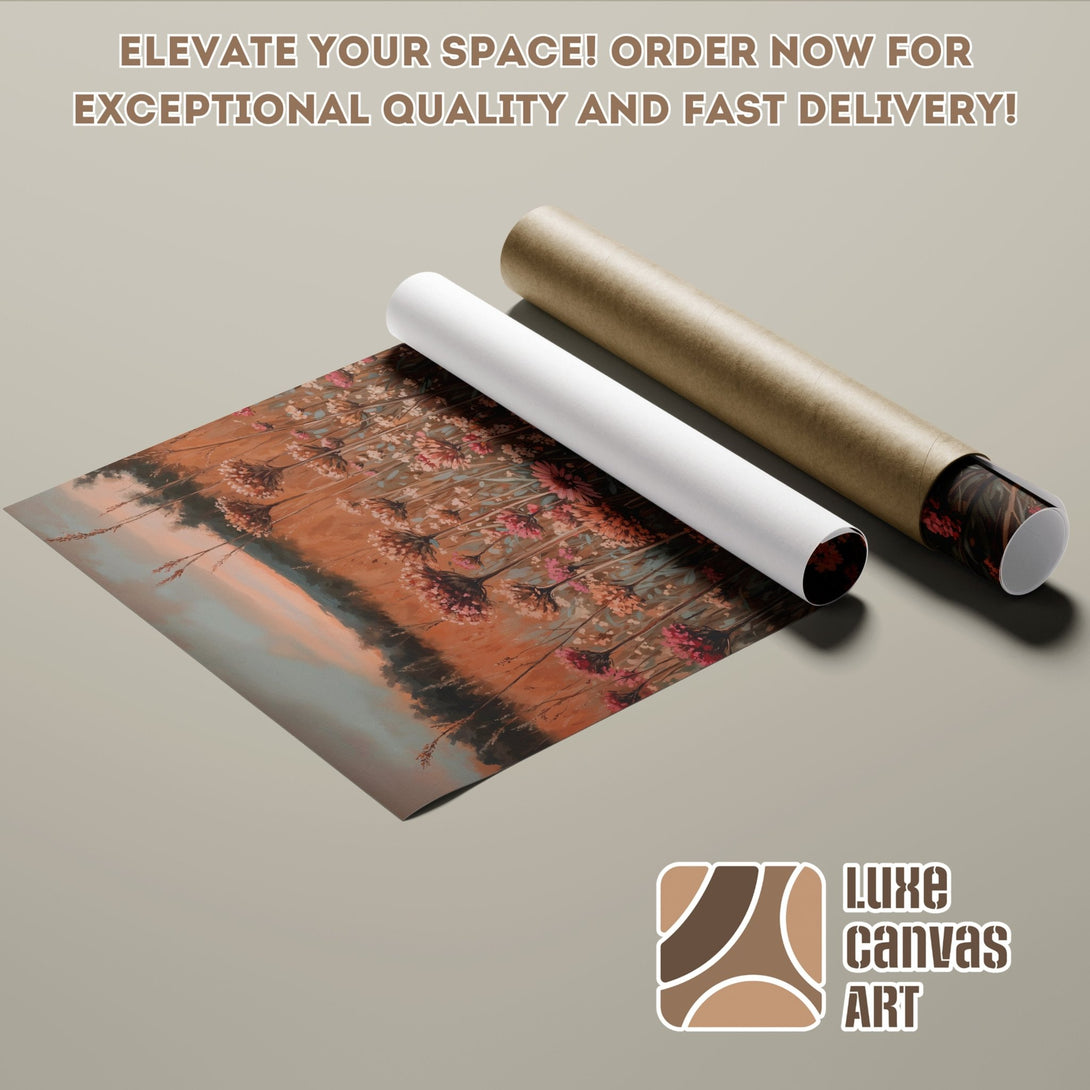 Poster Roll with floral art in warm tones. Elevate your space with this beautiful poster! Order now for fast delivery.
