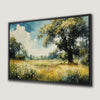 Wildflower Meadow and Green Trees Canvas Print Framed Art