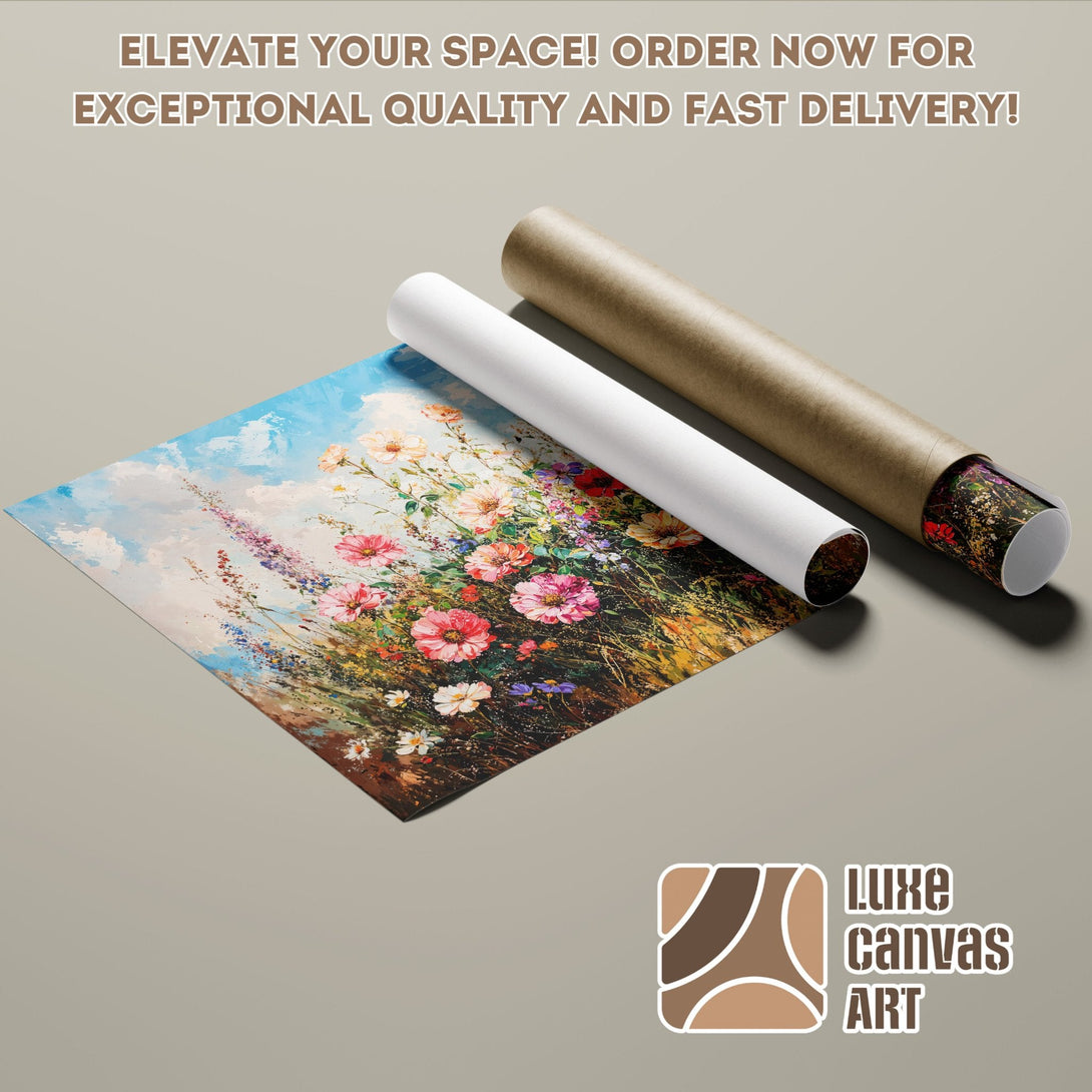 Poster Roll featuring a vibrant floral painting in an impressionistic style with a colorful palette.