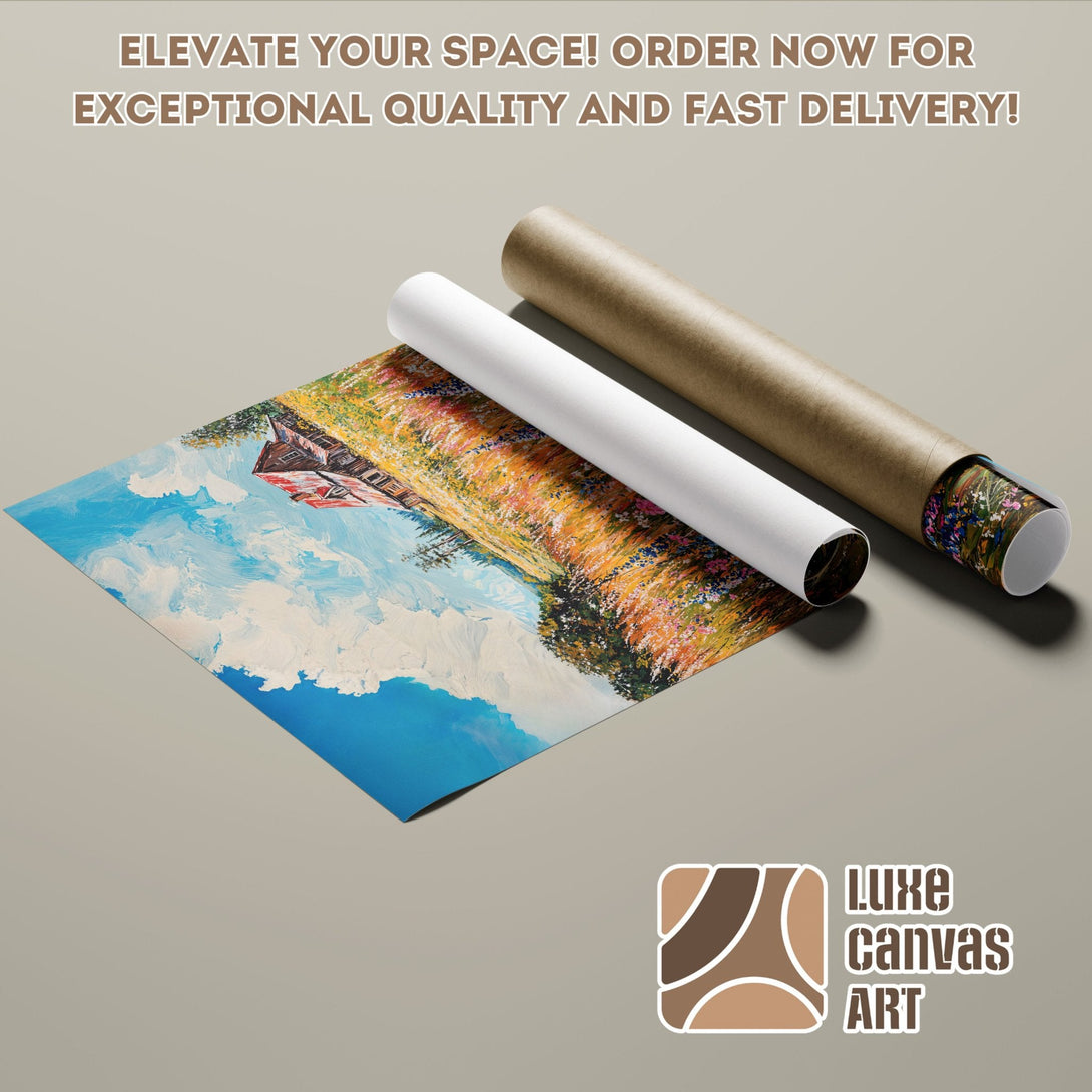 Landscape art poster roll, vibrant colors, impressionist style, perfect for home decor.