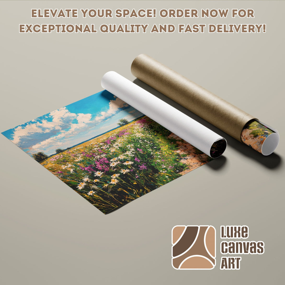 Poster Roll featuring a vibrant floral landscape painting in a colorful palette.