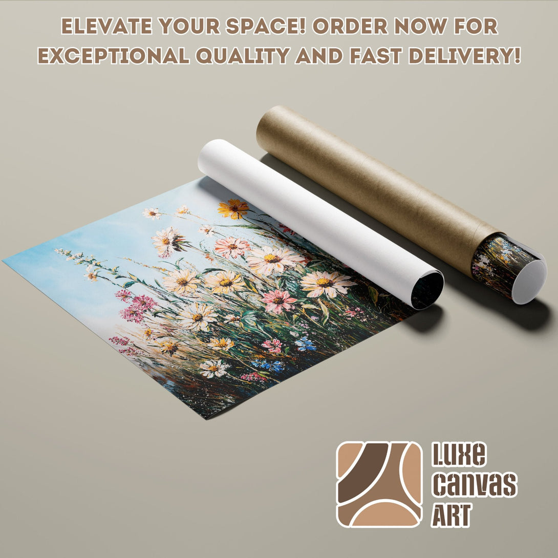 Poster Roll featuring a floral painting in a vibrant, impressionistic style with a pastel color palette.