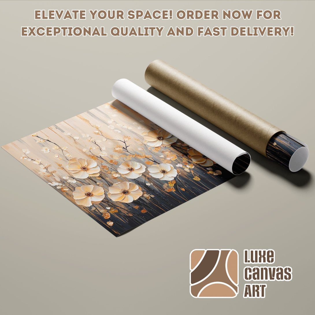 Floral Poster Roll art print, neutral color palette, perfect for home decor. Order now!