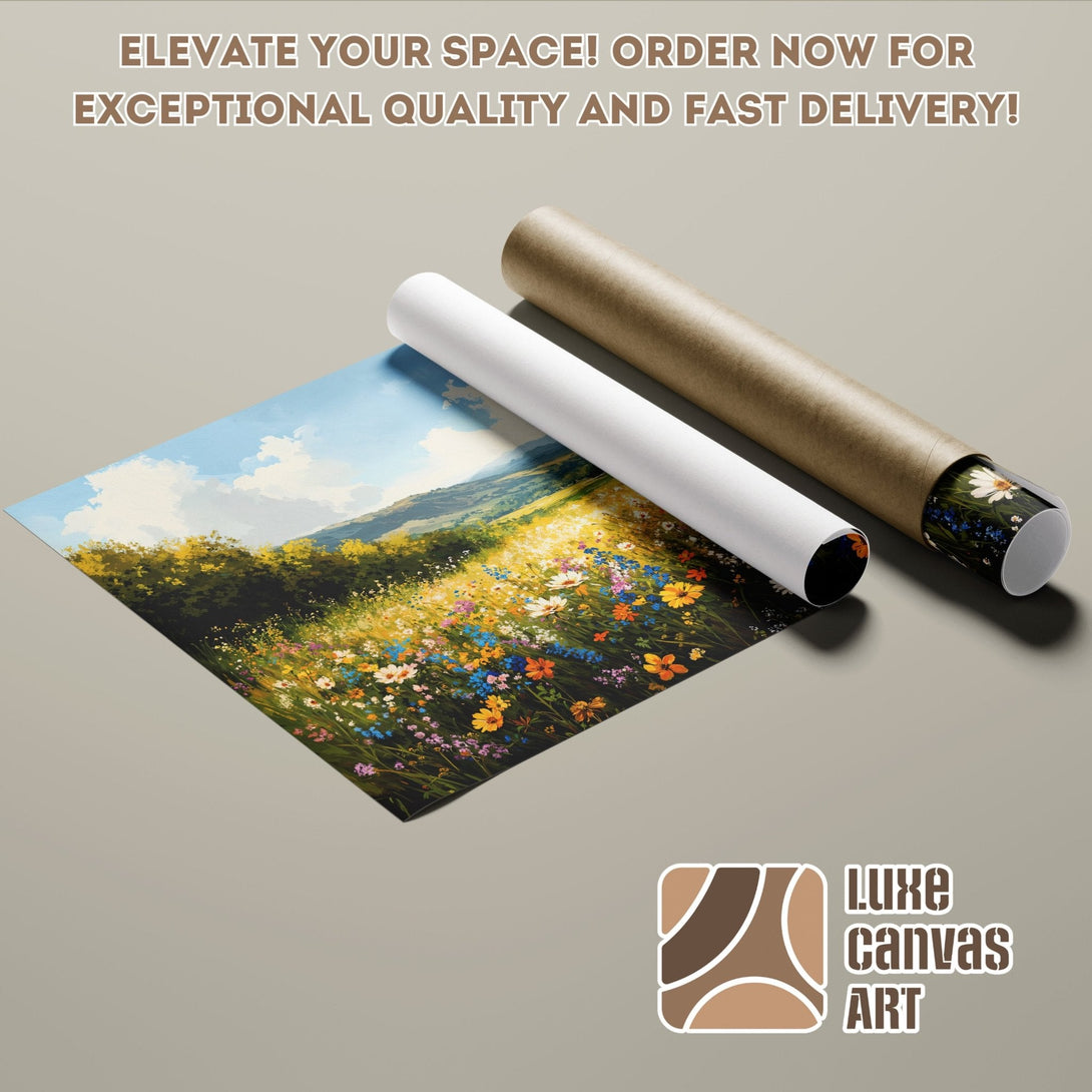 Poster Roll featuring a vibrant floral landscape painting in a colorful palette. Elevate your space with art!
