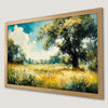 Wildflower Meadow Art Poster with Lush Green Trees