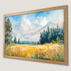 Wildflower Meadow Art Poster with Mountain View