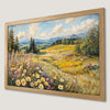 Wildflower Meadow Art Poster with Mountain Vista