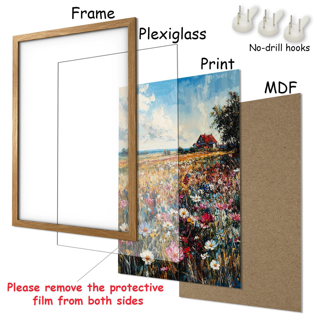 Framed Poster: Impressionist landscape art print with vibrant colors, ready to hang. Perfect wall decor for any room.