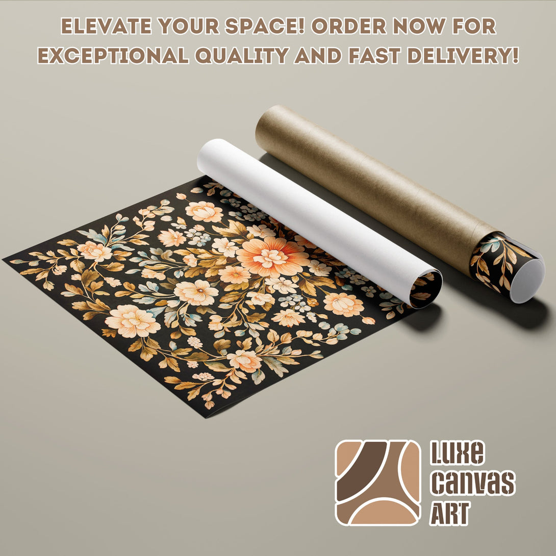 Floral Poster Roll in warm tones. Elevate your space with this beautiful art print. Order now for fast delivery!