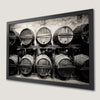 Wine Barrels Art Poster - Rustic Black and White Wall Decor