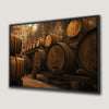 Wine Cellar Canvas Print Featuring Oak Barrels