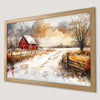 Winter Barn Scene Art Poster | Rustic Countryside Decor
