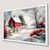 Winter Barn Scene Art Poster - Rustic Farmhouse Decor