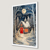 Winter Cabin Scene Art Poster - Rustic Forest Wall Decor
