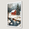 Winter Cottage Art Poster: Snowy Christmas Landscape for Cozy Decor