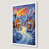 Winter Cottage Scene Art Poster for Holiday Decor