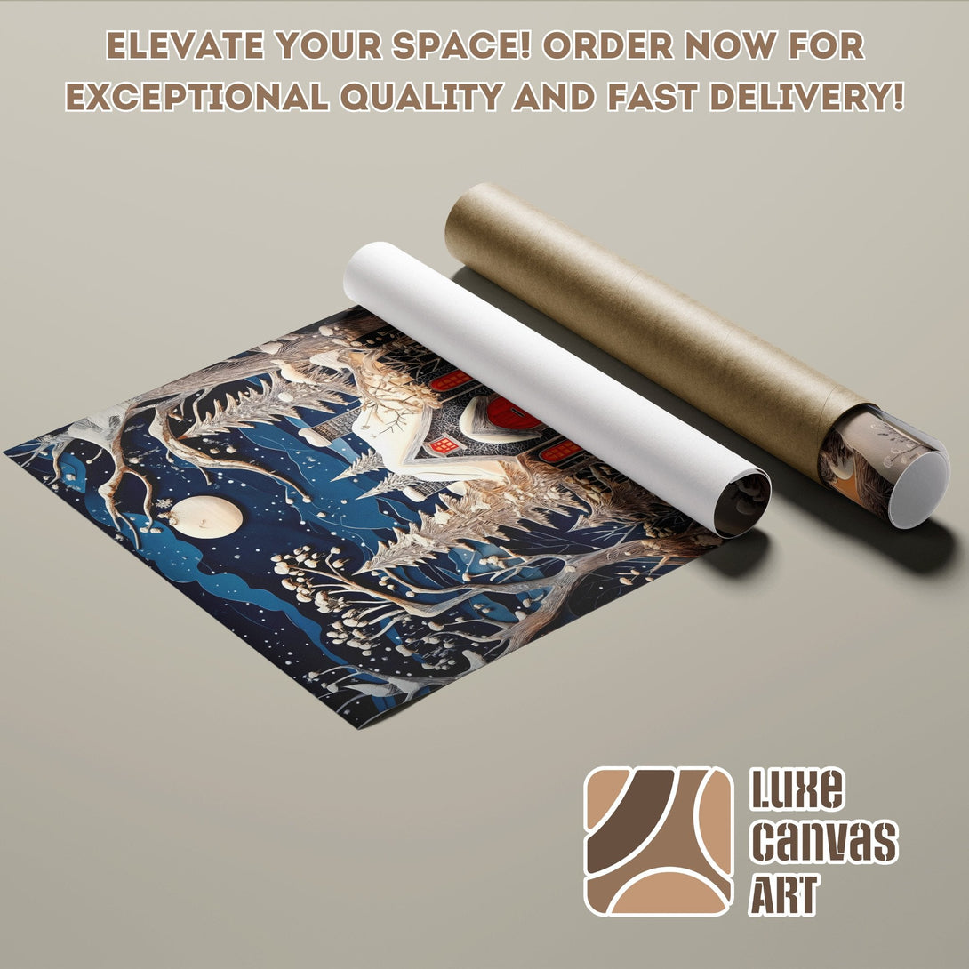 Poster Roll featuring a celestial-themed art print with blue and brown tones. Elevate your space!