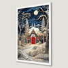 Winter Cottage Scene Art Poster - Serene Snowy Landscape Print
