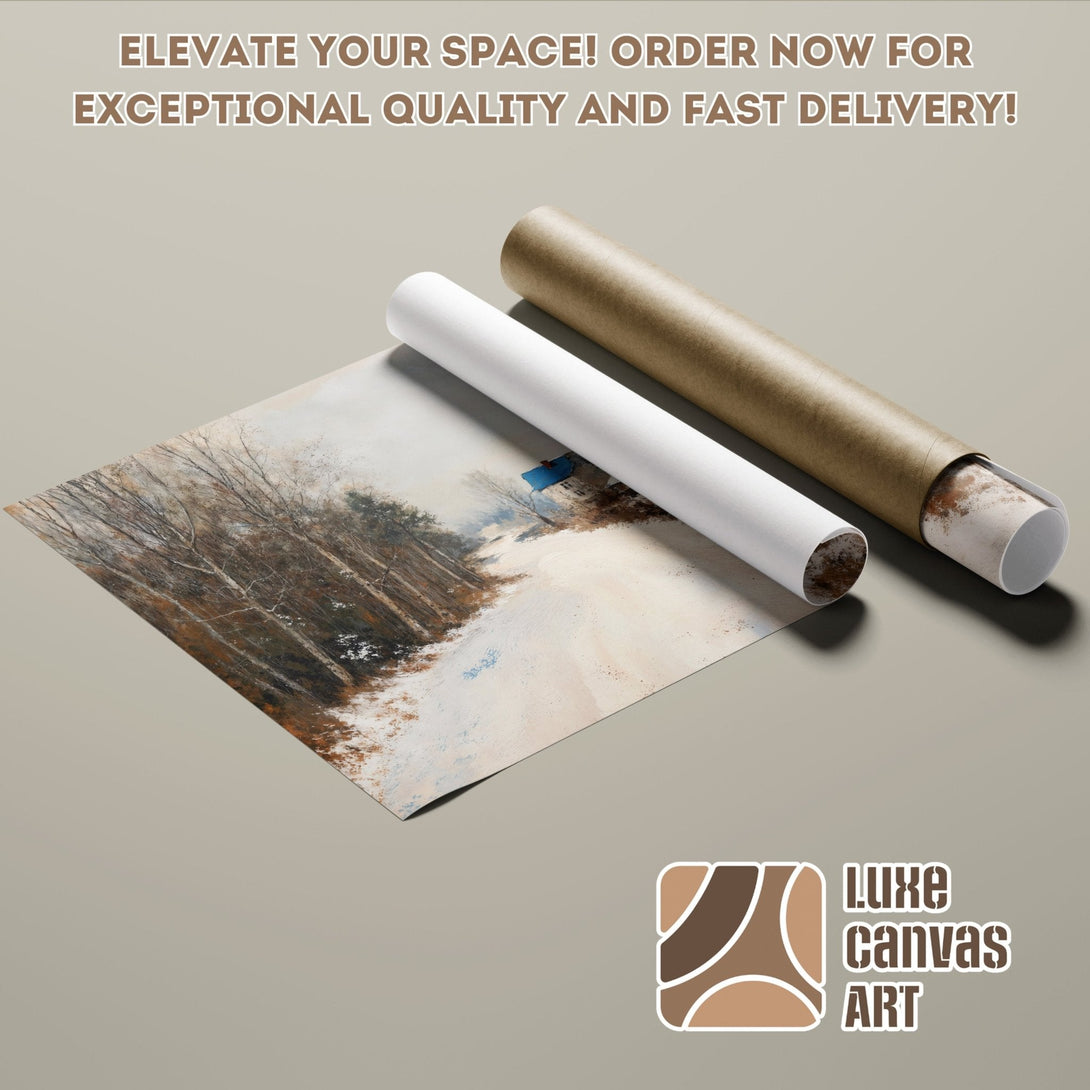 Poster Roll of Winter Landscape Art in Neutral Tones. Elevate your space with this beautiful art piece.