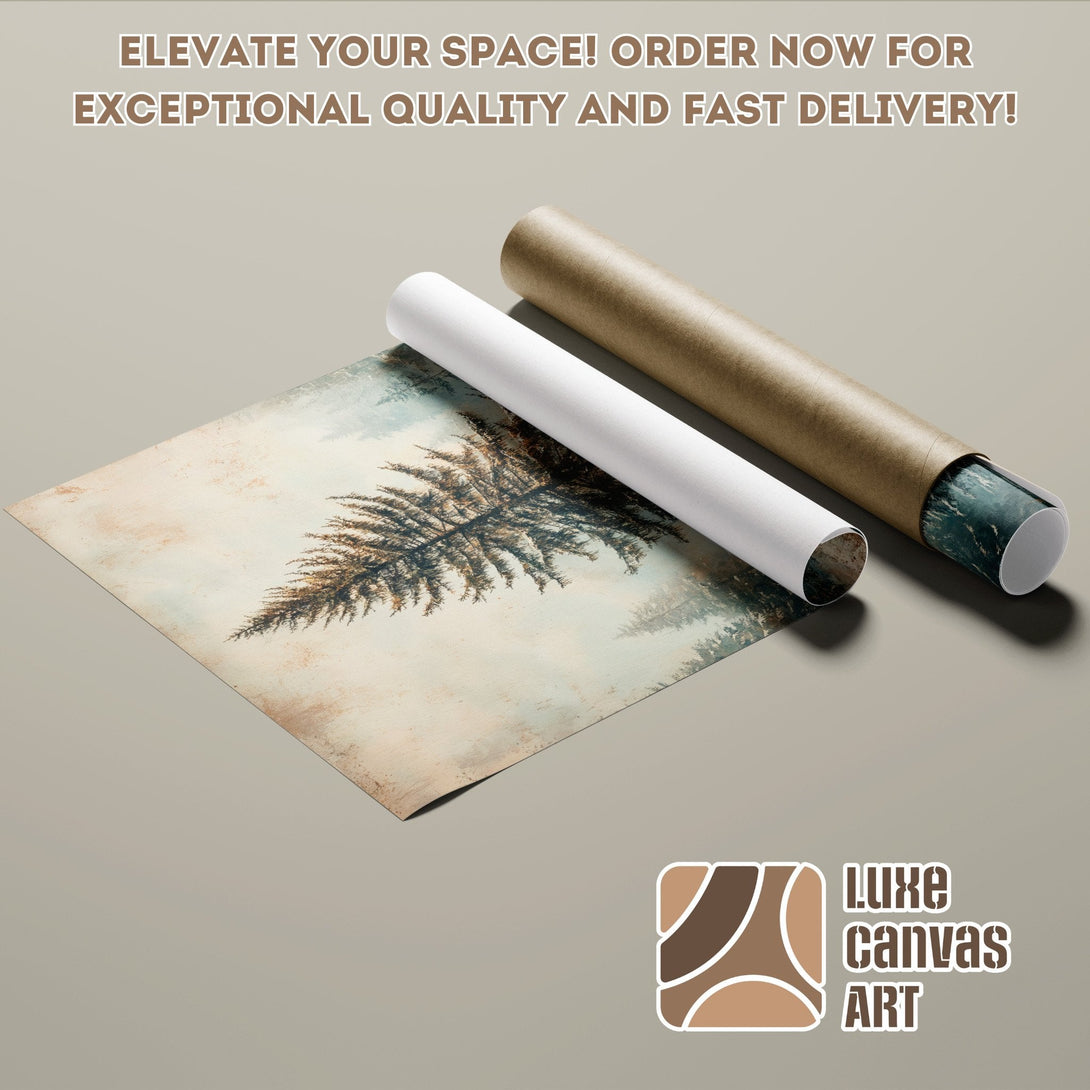 Poster Roll featuring a serene tree art print in neutral tones. Elevate your space with Luxe Canvas Art!