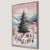 Winter Festive Village Scene Christmas Canvas Print