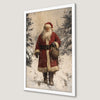 Winter Forest Santa Art Poster - Festive Holiday Decor