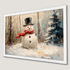 Winter Forest Snowman Art Poster - Festive Holiday Decor