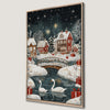 Winter Holiday Village Snowy Canvas Print Xmas Art