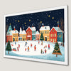 Winter Ice Skating Scene Art Poster for Christmas Decor