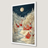 Winter Moonlit Village Art Poster - Snowy Scene Christmas Decor