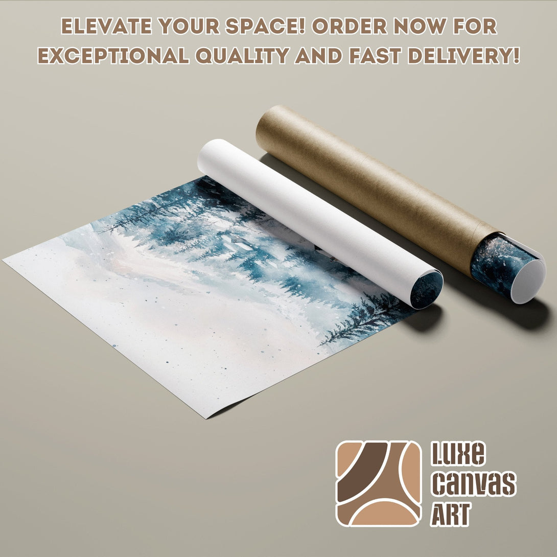 Poster Roll featuring a winter landscape in blue and white, perfect for elevating your space!