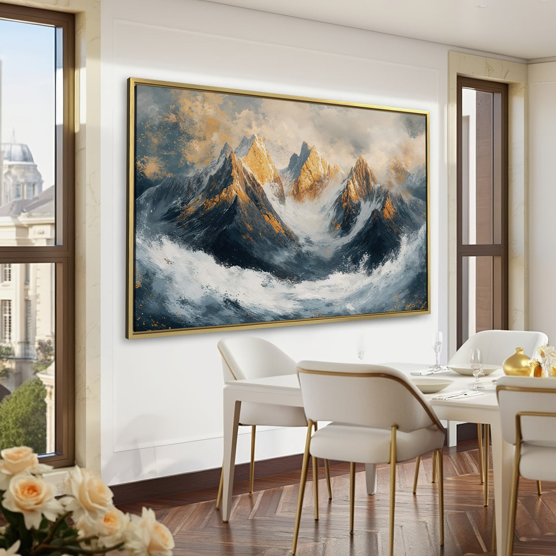 Abstract mountain Canvas Print in a dark, moody palette. Perfect for adding a touch of elegance to your home or office decor.