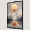 Winter Mountain Sunset Art Poster | Gold Sun Landscape Decor