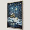 Winter Night Cabin Cozy Retreat Canvas Print Decor
