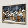 Winter Night Village Snowy Houses Canvas Print for Holidays