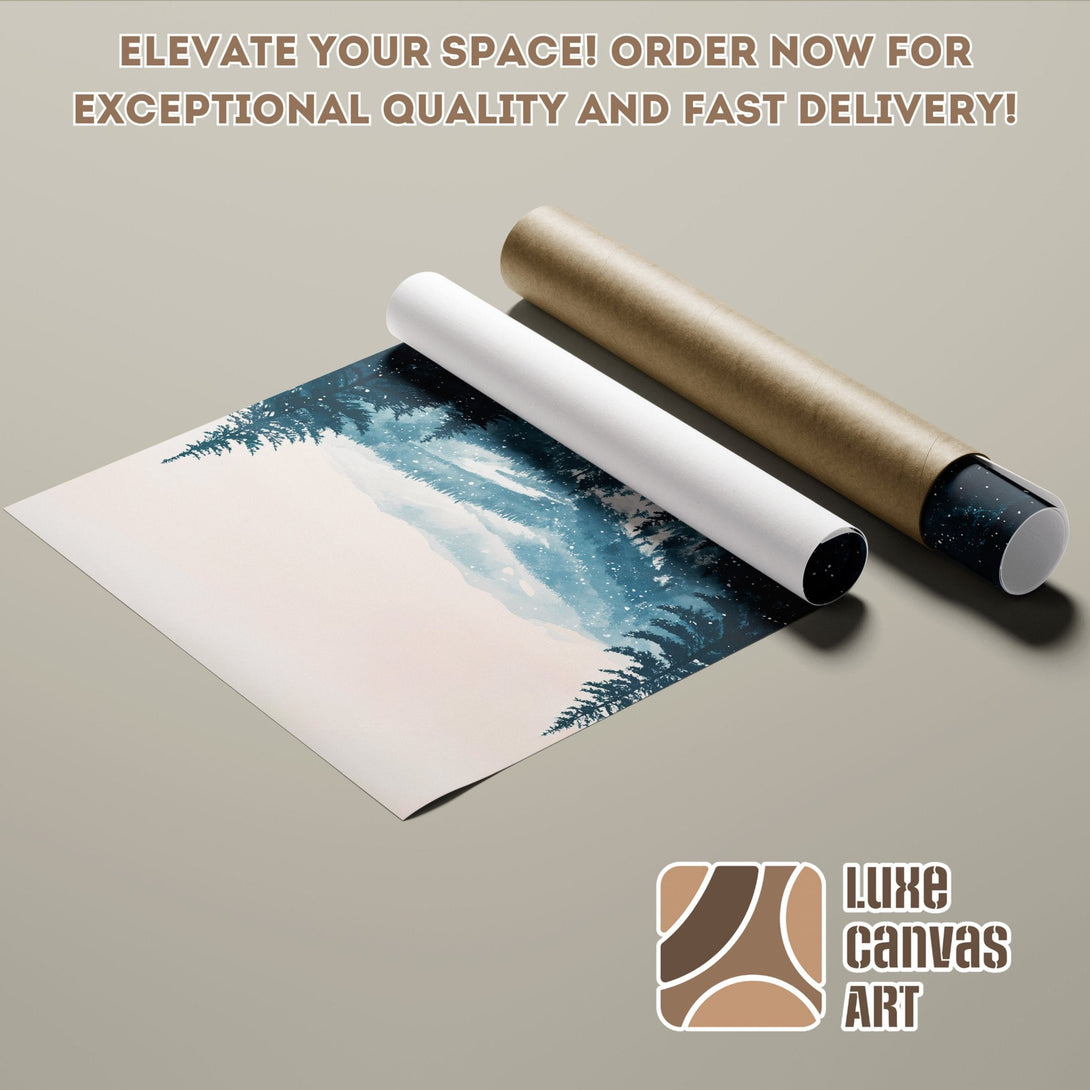 Poster Roll featuring a serene landscape art print in blue and beige tones. Order now!