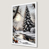 Winter River Scene Art Poster - Serene Landscape Decor