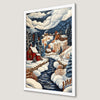 Winter River Scene Art Poster - Serene Snowy Landscape Decor