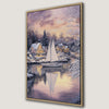 Winter Scene with Sailboat Nautical Framed Canvas Print