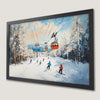 Winter Ski Resort Scene Art Poster for Cozy Home Decor