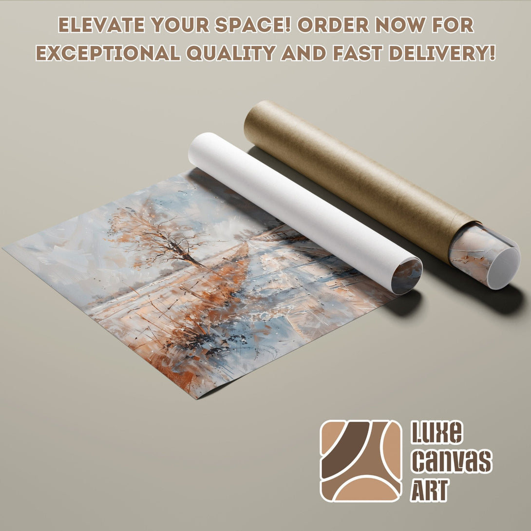 Winter landscape Poster Roll art print, neutral color palette, ready to elevate your space!