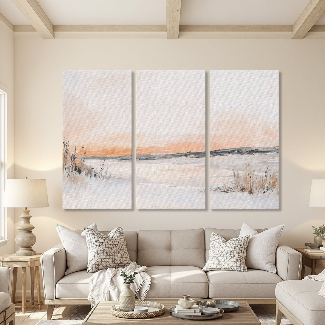 Canvas Print of a serene landscape in neutral tones. Modern abstract art with a calming color palette, perfect for living room decor.