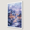 Winter Town Snowy Night Art Poster for Holiday Decor