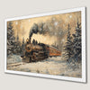 Winter Train Scene Art Poster - Vintage Holiday Decor