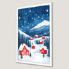 Winter Village Art Poster - Cozy Christmas Night Scene for Your Home