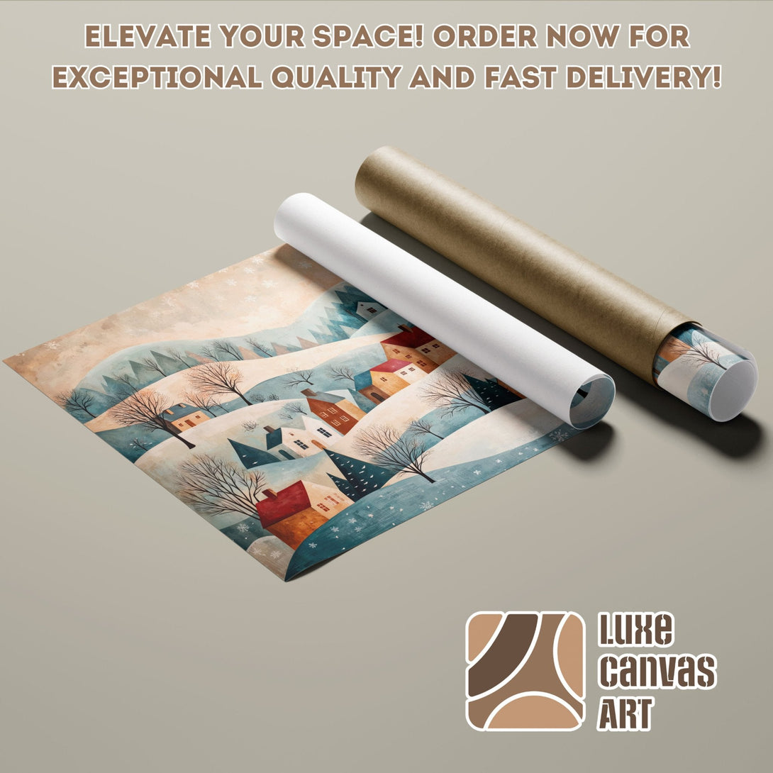 Winter landscape Poster Roll art print, soft color palette, perfect for home decor.