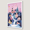 Winter Village Art Poster | Festive Holiday Decor