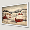 Winter Village Art Poster - Festive Red Houses in the Snow