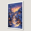 Winter Village Art Poster | Snowy Cottage Christmas Decor